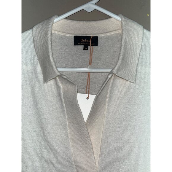 NWT Quince Cashmere Polo Sweater Ivory Mongolian Luxury Pullover Womens M - Picture 8 of 10